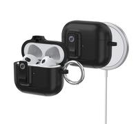 ORICO Custodia per AirPods 3ª Generazione con Supporto, Ricarica MagSafe e Coperchio Magnetico, Potente Protezione Anti-caduta, Nero-CP33