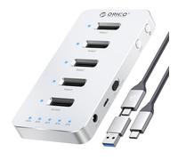 ORICO Custodia per Clonazione SSD M.2 SATA, Docking Station in Alluminio a 5 Alloggiamenti per Dischi Rigidi, Dock per Clonazione Offline 5Gbps per SSD M.2 2230/2242/2260/2280/22110 -M55