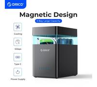 ORICO Custodia per disco rigido da 3,5 pollici a 5 alloggiamenti Custodia per docking station HDD esterna magnetica senza attrezzi con adattatore di alimentazione 12V/6,5A 90TB