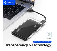 ORICO Custodia per HDD trasparente Custodia per disco rigido SATA a USB 3.0 Custodia per HDD esterna da 2,5 '' per custodia per disco HDD SSD Supporto UASP