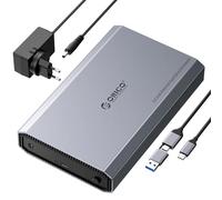 ORICO da 3,5 pollici USB-C 3.2 6 Gbps Custodia per disco rigido in alluminio,custodia esterna per HDD/SSD SATA da 2,5“ fino a 20 TB con cavo USB-C/A 2-in-1, supporta UASP,alimentatore 12V/2 A (DD35C3)