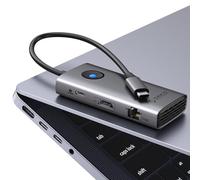 ORICO Docking Station, 6 in 1 Hub USB C con HDMI 4K@60Hz + PD100W + 3 USB 3.0 + 2.5G Ethernet, 5Gbps USB C Hub Multiport Adattatore per MacBook/Dell/HP/Surface/Lenovo