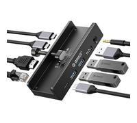ORICO Docking Station Clip, Hub USB-C 8-in-1 con HDMI 4K@60Hz, PD 100W, Ethernet Gigabit, 4xUSB, AUX, 10Gbps Hub USB Dock per Laptop, MacBook, PC (Adattatore non incluso)