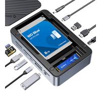 ORICO Docking station USB-C 12 in 1 con doppia enclosure SSD - Supporta dischi SATA M.2 NVMe/SATA e 2.5"/3.5" fino a 26TB, 10Gbps USB, 4K HDMI@60Hz D35M2-V1