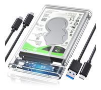 ORICO Enclosure USB 3.1 (Gen 2 da 6 Gbps) tipo C per disco rigido SATA III da 2,5 "e SSD con supporto protocollo UASP con cavo da tipo C a C - trasparente