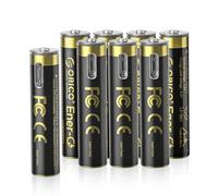ORICO Ener-G - Batterie ricaricabili AAA agli ioni di litio con ricarica rapida di 1 ora, porta di tipo C, confezione da 8, 1,5 V 500 mWh e tempi fino a 1500x, per telecomandi, giocattoli elettronici