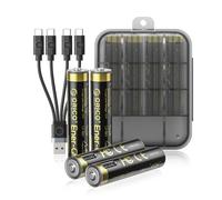 ORICO Ener-G, batterie ricaricabili AAA agli ioni di litio, confezione da 4 pezzi, uscita costante da 1,5 V, 500 mWh, ricarica rapida 1 ora con cavo di tipo C, 1500 cicli di lunga durata per