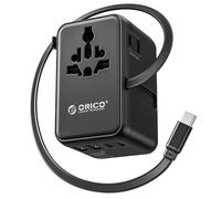 ORICO GaN 100W Adattatore Universale da Viaggio, 7-in-1 con 3 USB-C, 2 Prese AC e 2 USB-A, Adattatore Presa Internazionale per Oltre 200 Paesi tra cui UE, USA, UK, Australia, Giappone - UAX(Nero）