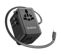 ORICO GaN 70W Adattatore Universale da Viaggio, 7-in-1 con 3 USB-C, 2 Prese AC e 2 USB-A, Adattatore Presa Internazionale per Oltre 200 Paesi tra cui UE, USA, UK, Australia, Giappone - UAX(Nero）