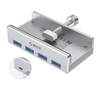 ORICO Hub USB 3.0 a 4 Porte, Hub Dati 5 Gbps SuperSpeed in Alluminio con Porta, cavo lungo 150 cm, di Alimentazione Aggiuntiva per Computer Desktop, MacBook, MacBook Air/Pro/Mini - Argento