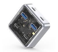 ORICO Hub USB 3.2, 4 Porte USB 3.2 Gen2 Hub con 2 Porte Tipo A/C, Adattatore Multiporta in Lega di Zinco da 10Gbps compatibile con MacBook, iMac, Surface Pro, XPS e Disco Rigido