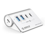 ORICO Hub USB C 3.2 Gen 2 10Gbps Con 2 Porte A, 2 Porte C, Splitter Aliuminum Con Cavo 0.5m, Multi Adattatore per Macbook, Macbook Pro