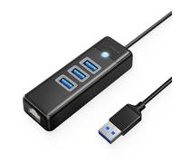 ORICO Hub USB to Ethernet, Hub USB con Ethernet 1Gbps e 3 porte Type-A 3.0, Extender di rete USB-A con cavo da 100 cm per Windows 10, 8.1, Mac OS, Laptop