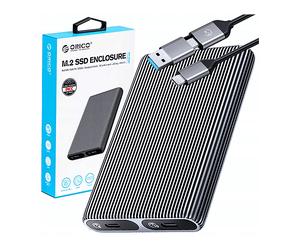 ORICO INVOLUCRO ESTERNO PER SSD M.2 NVME AM2C3-2N - Argento, USB-C 3.2 10Gb/s, doppio slot