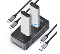 ORICO M.2 Docking Station Clone SSD NVMe, Dual Bay 40Gbps M.2 NVMe Docking Station with Cooling Fan, Supports Offline Cloning, Compatible with NVMe SSD 2230/2242/2260/2280-IT28N