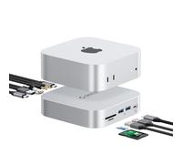 ORICO MiniLink Dock e Supporto per Mac mini M4, 2× USB 3.2 a 10 Gbps, 1× USB-C a 10 Gbps, 1× USB-A 3.0, Ethernet 2.5 G, Lettore SD/TF, Jack 3,5 mm, Compatibile con Mac mini M4 - M48PR