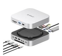 ORICO MiniLink Docking Station, Hub USB C con Case SSD M.2 SATA (Fino a 8TB), 5Gbps USB A 3.0/2.0 ×2, Lettore di Schede SD/TF, Compatibile con Mac mini M4/M4 Pro, MacBook, Macs- M410P