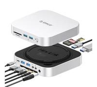 ORICO MiniLink Hub USB per Mac mini M4 con Alloggiamento SSD M.2 NVMe/SATA, Dock in Alluminio 9-in-1, 2× USB-A a 10 Gbps, 2× USB-A 2.0, Lettori SD/TF 3.0, Jack Cuffie 3,5 mm - M49P