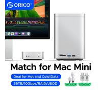 ORICO MiniTower Mac Mini M4 Dock M.2 SSD Custodia per disco rigido da 3,5 pollici Tipo C Docking Station Sistema di archiviazione ibrido desktop DAS