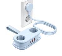 ORICO Multipresa Portatile 5-in-1, Adattatore da Viaggio USB-C PD 20W | 2 prese Schuko, 2 USB-A e 1 USB-C PD 20 W, cavo 1,5 m, 2500 W Max, salvaspazio, per viaggi, casa e ufficio, Azzurro