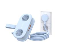 ORICO Multipresa Portatile per Viaggio Ciabatta con USB 20W, 2 Prese e 3 Porte USB, Compatibile con Telefoni, Cavo 1,5m per Home Office e Bordo Navale (AP3-Azzurro)