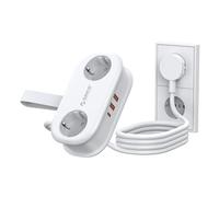 ORICO Multipresa Portatile per Viaggio Ciabatta con USB 20W, 2 Prese e 3 Porte USB, Compatibile con Telefoni, Cavo 1,5m per Home Office e Bordo Navale (AP3-Bianco)