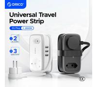 ORICO Presa multipla da viaggio con spina europea con porta 2AC 3USB Cavo di prolunga da 1,1 M Presa intelligente di ricarica 5 in 1 per casa/viaggio Risparmia spazio 2A3U White