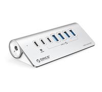 ORICO USBC 3.2 Gen 2 Hub 7 Porte, 10 Gbps Hub USB C con 4 Tipo A, 2 Tipo C, PD 60W, Multiporta Adattatore in Alluminio con 1.0m Cavo per Macbook, Macbook Pro, Scrivania