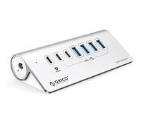 ORICO USBC 3.2 Gen 2 Hub 7 Porte, 10 Gbps Hub USB C con 4 Tipo A, 2 Tipo C, PD 60W, Multiporta Adattatore in Alluminio con 0.5m Cavo per Macbook, Macbook Pro, Scrivania