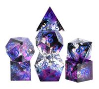 OriCraft Dadi Magia Oscura for Dungeons and Dragons - Poliedrici D20 con Angoli Acuti, Set Mondo Sottomarino Nero - 7 Dadi per Giochi di Ruolo Magical World Halloween