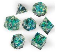 OriCraft Dadi Magici Verdi Poliedrici per Dungeons and Dragons - Gioco di Ruolo, Mondo Sottomarino, Oceano Magico, Halloween - D20 con Angoli Affilati