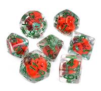 OriCraft Set di 7 dadi da coleottero DND - Donjons et dragons - Gioco di ruolo poliedrico - Cubo Coccinella - Ambra D20 - Mondo magico