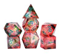 OriCraft Set di Dadi DND Poliedrici per Dungeons and Dragons - Dadi di Cristallo D20, Pietra Energetica e Halloween Con Angoli Affilati - Rossi Magici