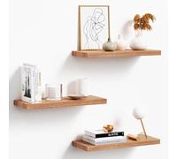 oridom Set di 3 mensole da parete galleggianti in legno naturale da 40,6 cm per cucina, soggiorno, camera da letto, bagno, scaffale per libri per decorazione da parete, display con cornice