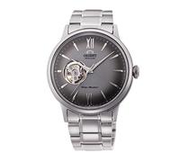 Orient Bambino Open Heart (Semi Skeleton) - Orologio da polso da uomo automatico e a carica manuale meccanico classico bracciale e cassa in acciaio inox di colore grigio display analogico rosso - RA-AG0029N10B