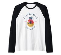 Orient bay Beach Saint Martin SINT Maarten Maglia con Maniche Raglan