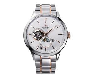 Orient Classic Sun & Moon - Orologio Da Uomo Automatico a Carica Manuale Casual Bracciale e Cassa In Acciaio Metallizzato Quadrante Bianco - RA-AS0101S30B RA-AS0101S