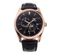 Orient Contemporary Sun & Moon - Orologio Uomo Automatico a Carica Manuale Casual Cinturino In Pelle Nero Cassa In Acciaio Quadrante Nero - RA-AK0309B30B RA-AK0309B