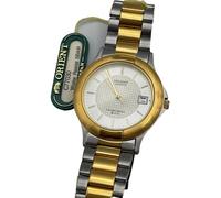 ORIENT JAPAN UNISEX OROLOGIO VINTAGE QUARZO CASSA 34MM ACCIAIO BICOLORE