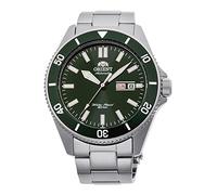 ORIENT Kano/Big Mako - Orologio da polso da uomo automatico e a carica manuale meccanico sportivo bracciale e cassa in acciaio inox di colore grigio display analogico verde - RA-AA0914E19B