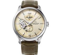 Orient Orologio da uomo con cinturino in pelle dorata champagne stella contemporanea, RE-AV0B10G00B, marrone, Marrone, vestito