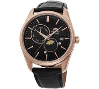 Orient Orologio da uomo giapponese automatico a carica manuale con vetro zaffiro modello RA-AK03, nero, cinturino in pelle, Orologio a carica