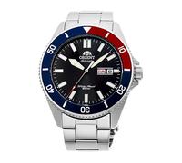 Orient Orologio Kanno giapponese automatico/a carica manuale, stile subacqueo, nero, rosso, blu, Bracciale in acciaio inox