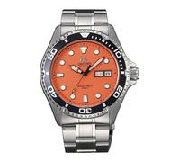Orient Sports Mako 2 & Ray 2 - Orologio Da Uomo Automatico a Carica Manuale Impermeabile Bracciale e Cassa In Acciaio Metallizzato Quadrante Arancione - TAA02006M9 AA02006M