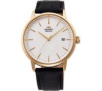 ORIENT Stylish Maestro - Orologio da polso da uomo automatico e a carica manuale meccanico casual cinturino in pelle nero cassa in acciaio inox display analogico grigio - RA-AC0E03S10B