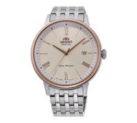 Orient Symphony Roman - Orologio da polso da uomo automatico bracciale e cassa in Acciaio INOX di colore Grigio display analogico bianco