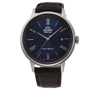 ORIENT Symphony Roman - Orologio da polso da uomo automatico e a carica manuale meccanico casual cinturino in pelle nero cassa in acciaio inox display analogico blu - RA-AC0J05L10B