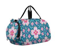 Oriental Cherry Peach Teal Kids Duffel Bag con scomparto per scarpe leggero Weekender Borse per la notte per la spiaggia Nuoto Piscina Sport bolsos de para hombre, orientale, ciliegia, pesca, verde