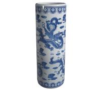 ORIENTAL FURNITURE 24" Dragon Blue & White Porcelain Umbrella Stand Portaombrelli, Porcellana, Blu e Bianco
