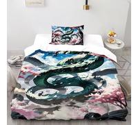 Orientale Drago Saggezza Copripiumino 3D Stampa Fantasia Terra Set Di Biancheria Microfibra Leggera Chiusura A Cerniera Per Bambini/Ragazzi 2 Pezzi Single（135x200cm）